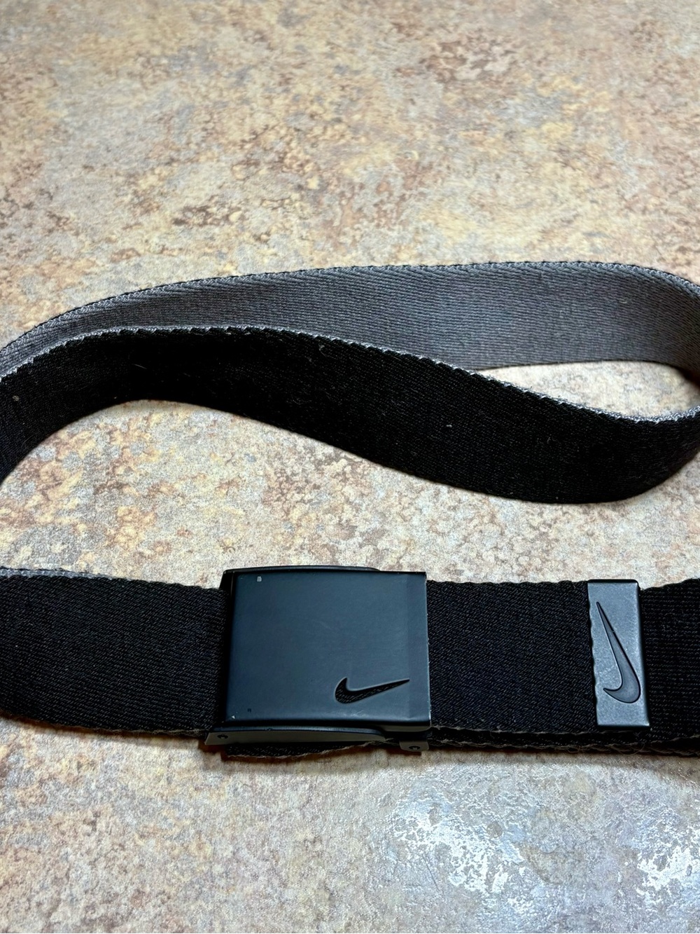 Nike Black Webbed Belt with Matte Swoosh Buckle